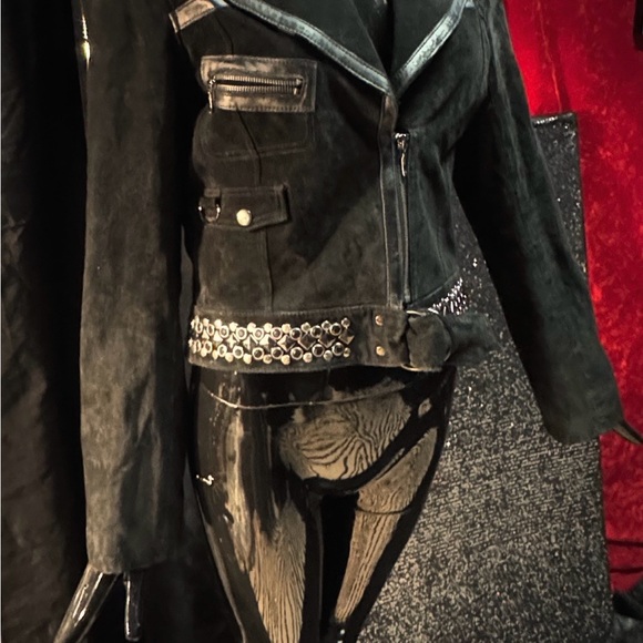 Gorgeous!! Marciano Black Leather Women's Jacket with Silver studded jewels - Picture 11 of 11